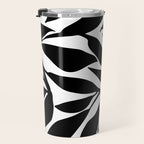 Bold Black White Botanical Leaf Silhouettes Travel Mug Gallery Image 3