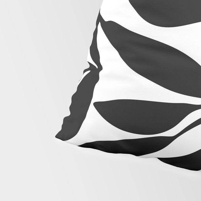 Bold Black White Botanical Leaf Silhouettes Pillow Sham Gallery Image 4