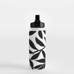Bold Black White Botanical Leaf Silhouettes Water Bottle Gallery Image 2