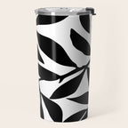 Bold Black White Botanical Leaf Silhouettes Travel Mug Gallery Image 2