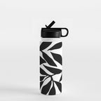 Bold Black White Botanical Leaf Silhouettes Water Bottle Gallery Image 1