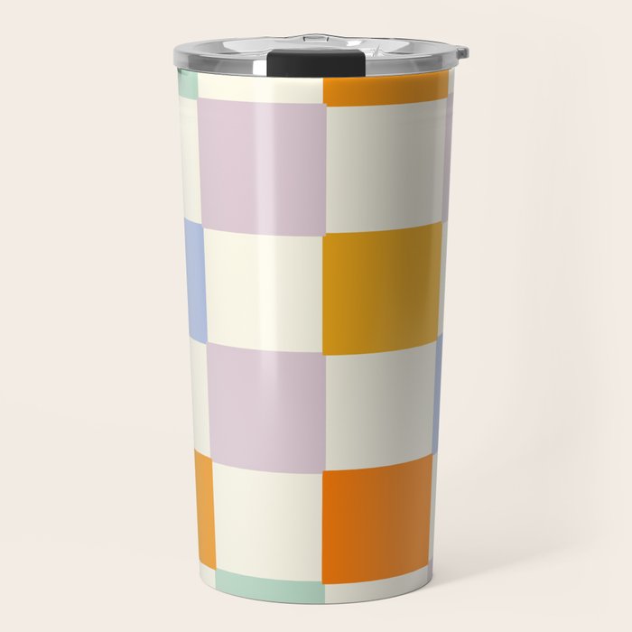 Rainbow Check Pattern Travel Mug Gallery Image 1