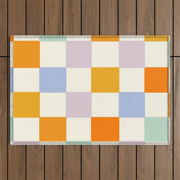 Rainbow Check Pattern Outdoor Rug Gallery Image 1