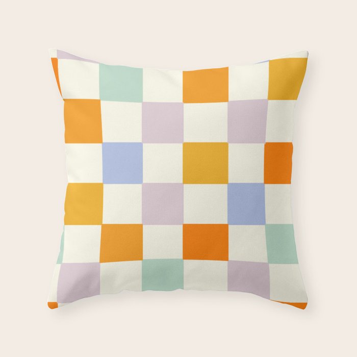 Rainbow Check Pattern Throw Pillow Gallery Image 6