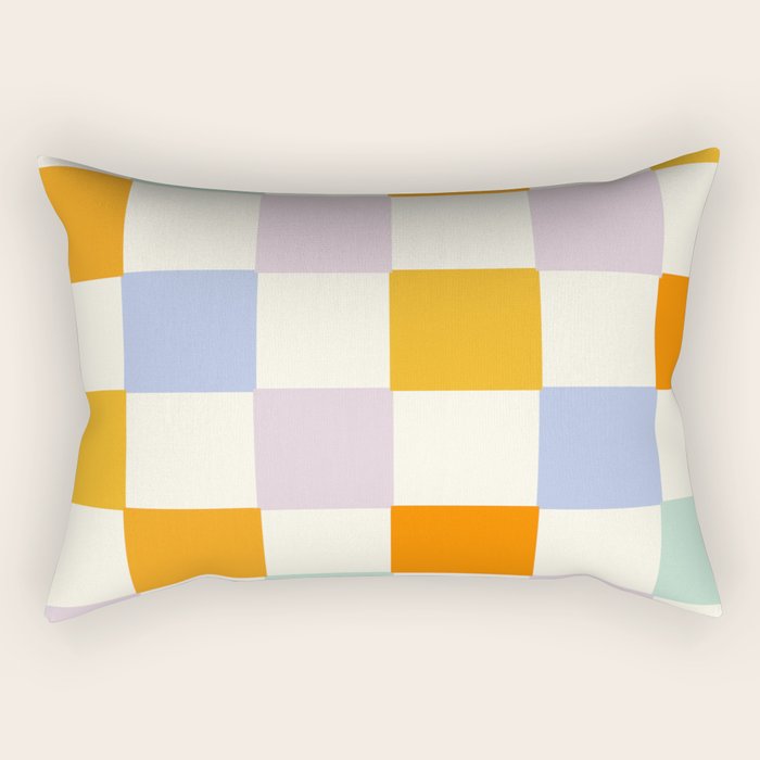 Rainbow Check Pattern Rectangular Pillow Gallery Image 2