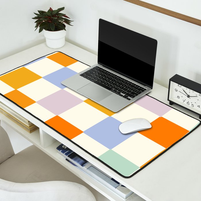 Rainbow Check Pattern Desk Mat Gallery Image 2