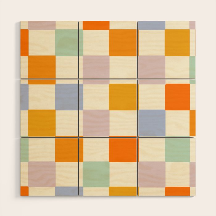 Rainbow Check Pattern Wood Wall Art Gallery Image 1
