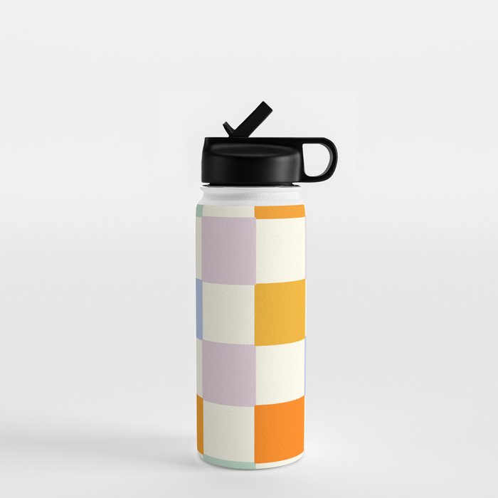 Rainbow Check Pattern Water Bottle Gallery Image 1