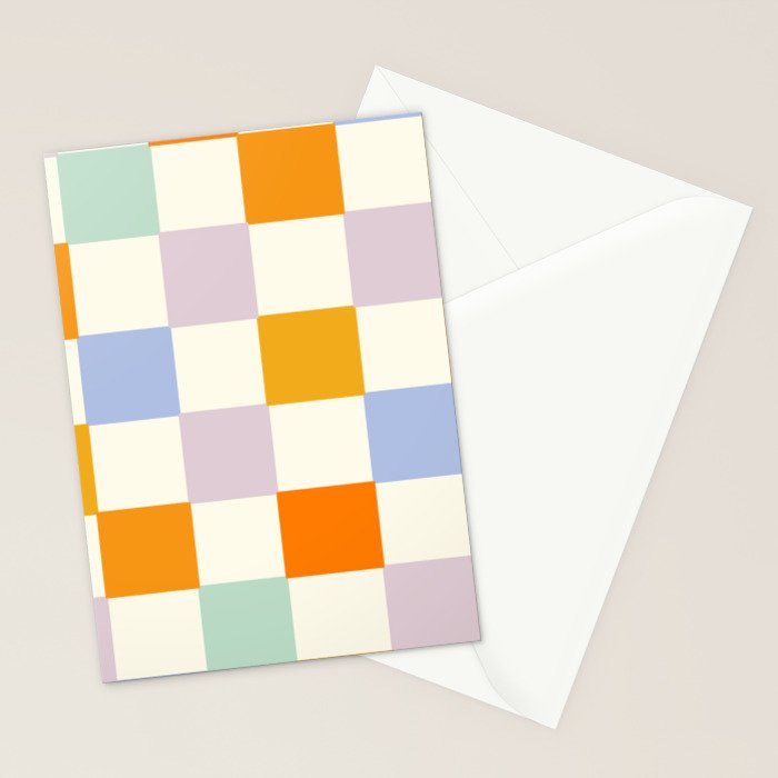 Rainbow Check Pattern Stationery Card Gallery Image 2