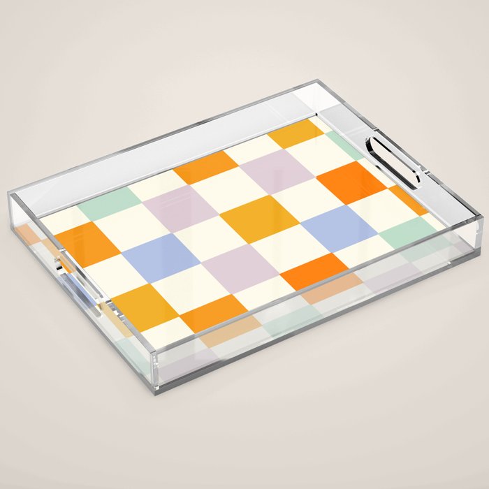 Rainbow Check Pattern Acrylic Tray Gallery Image 1