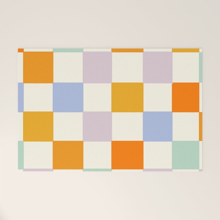 Rainbow Check Pattern Welcome Mat Gallery Image 1