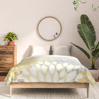 Floral Prints, Soft, Yellow and Gray, Modern Print Art Comforter Gallery Image 3
