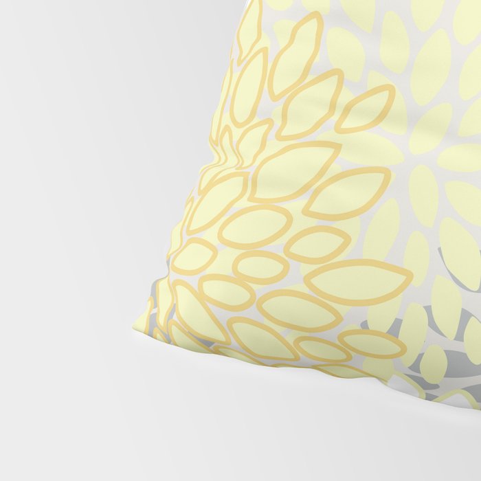Floral Prints, Soft, Yellow and Gray, Modern Print Art Pillow Sham Gallery Image 4