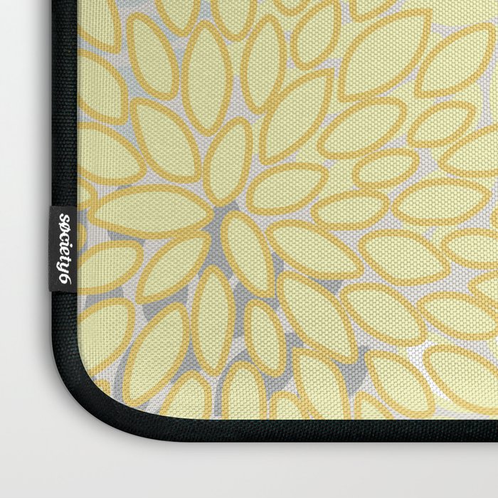 Floral Prints, Soft, Yellow and Gray, Modern Print Art Laptop Sleeve Gallery Image 3
