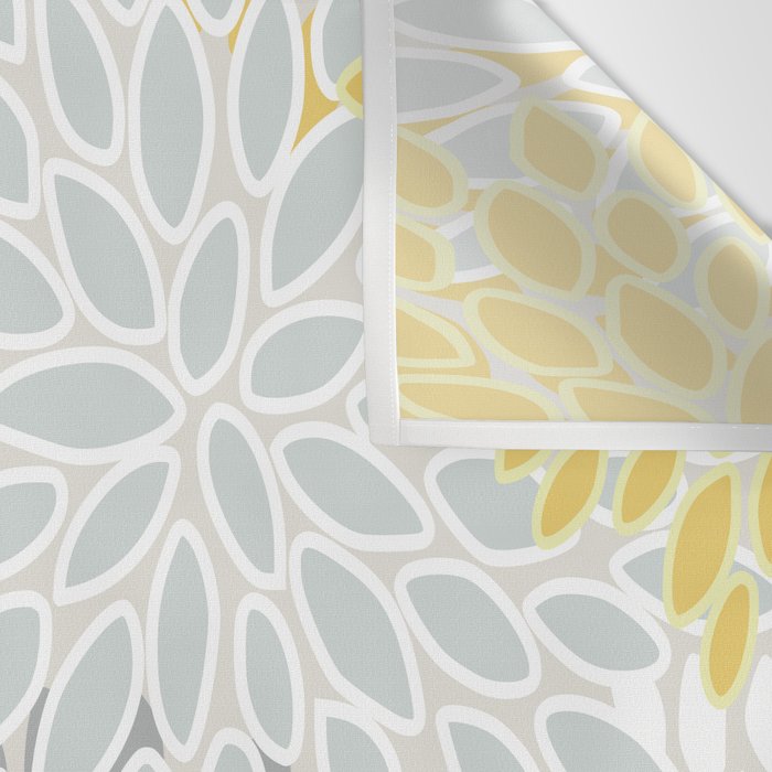Floral Prints, Soft, Yellow and Gray, Modern Print Art Wall Tapestry Gallery Image 3