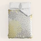 Floral Prints, Soft, Yellow and Gray, Modern Print Art Comforter Gallery Image 6