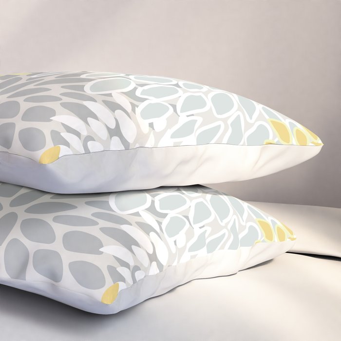 Floral Prints, Soft, Yellow and Gray, Modern Print Art Pillow Sham Gallery Image 3