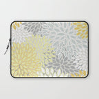 Floral Prints, Soft, Yellow and Gray, Modern Print Art Laptop Sleeve Gallery Image 1