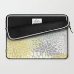 Floral Prints, Soft, Yellow and Gray, Modern Print Art Laptop Sleeve Gallery Image 2