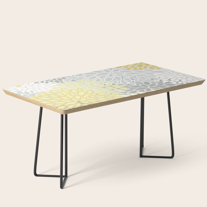 Floral Prints, Soft, Yellow and Gray, Modern Print Art Coffee Table Gallery Image 1