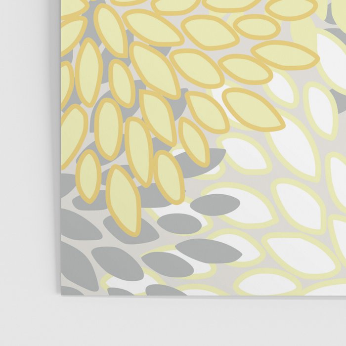 Floral Prints, Soft, Yellow and Gray, Modern Print Art Poster Gallery Image 3