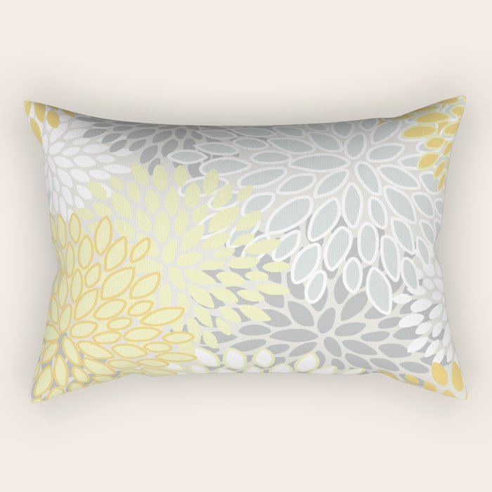 Floral Prints, Soft, Yellow and Gray, Modern Print Art Rectangular Pillow Gallery Image 2