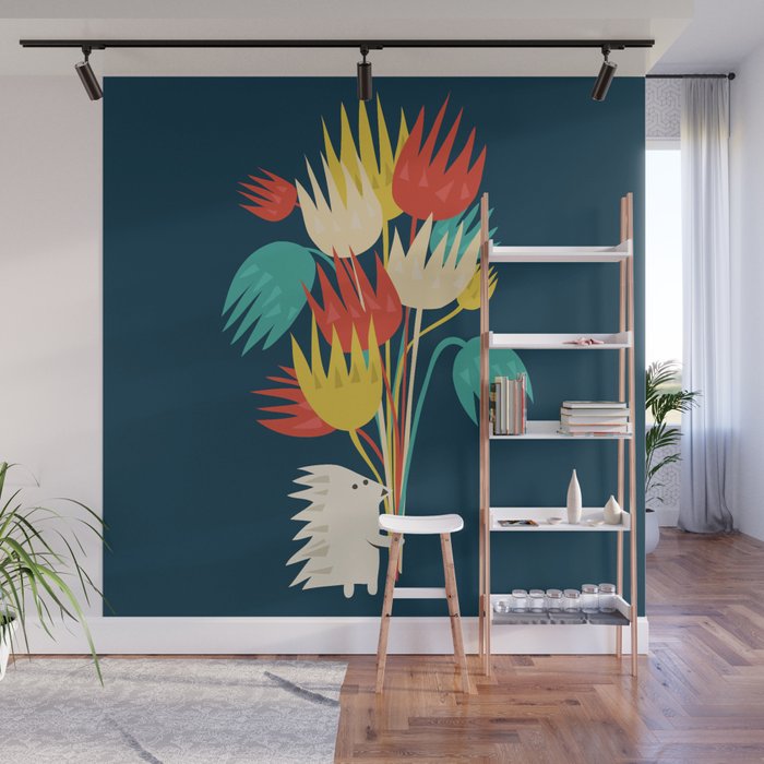 Hedgehog with flowers Wall Mural Gallery Image 1