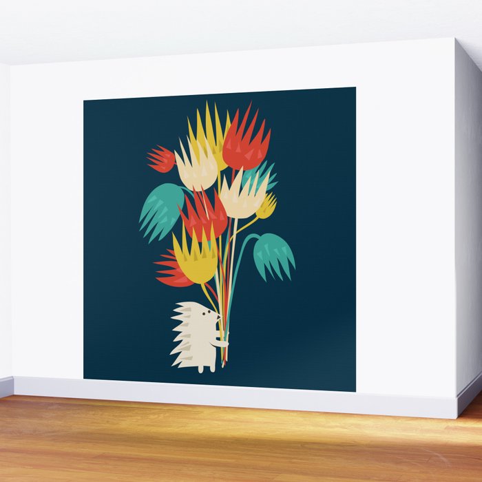 Hedgehog with flowers Wall Mural Gallery Image 2