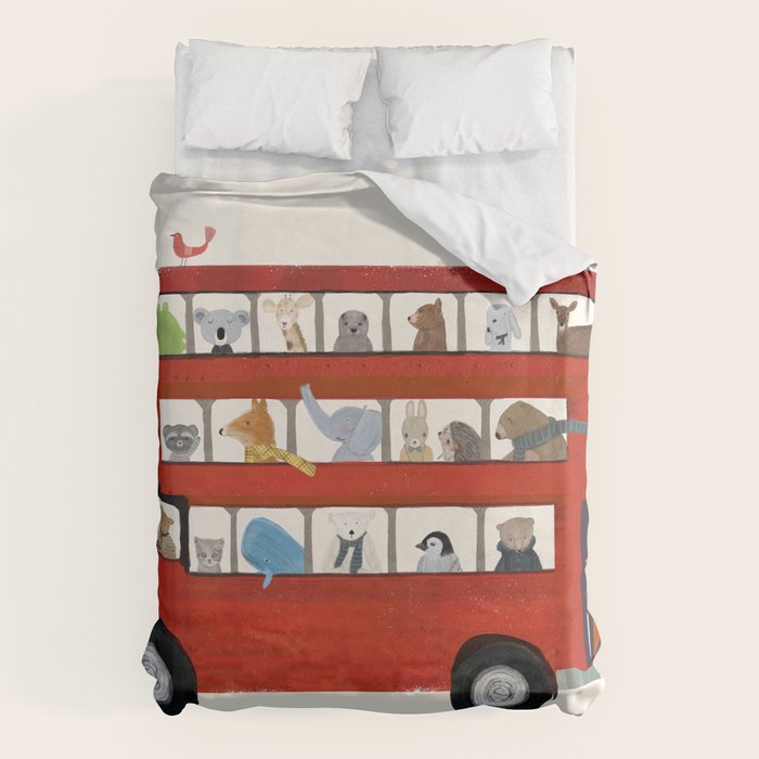 the big little red bus Duvet Cover Gallery Image 1