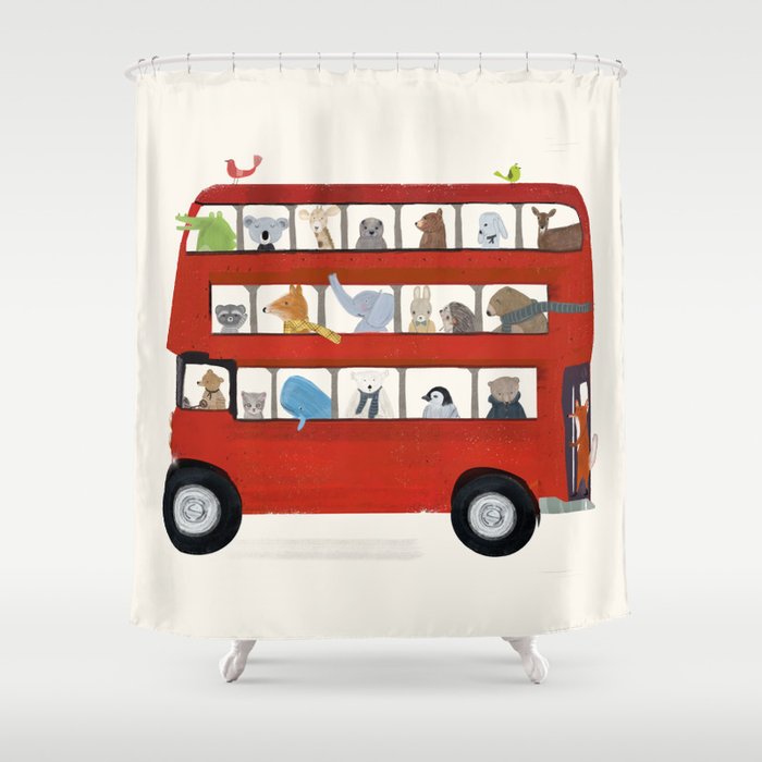 the big little red bus Shower Curtain Gallery Image 1