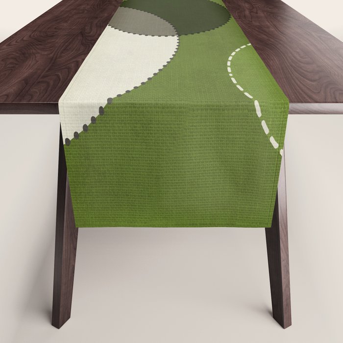 Green Chenille Polka Dots Table Runner Gallery Image 1