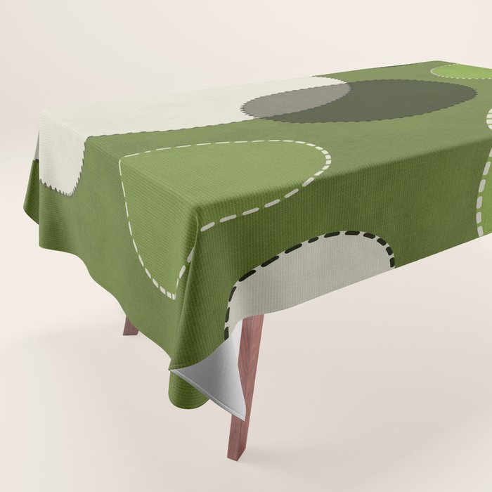 Green Chenille Polka Dots Tablecloth Gallery Image 1