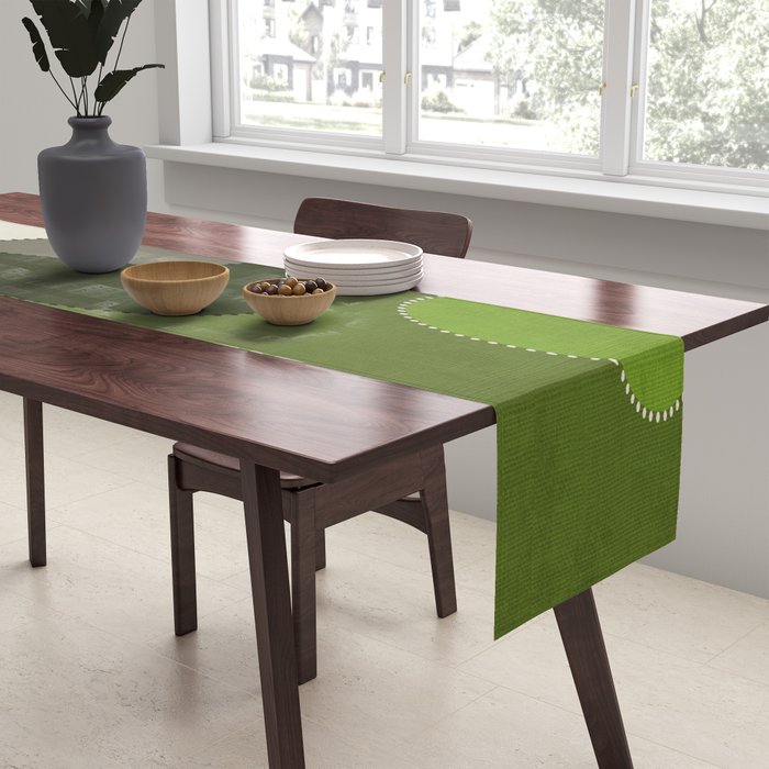 Green Chenille Polka Dots Table Runner Gallery Image 2