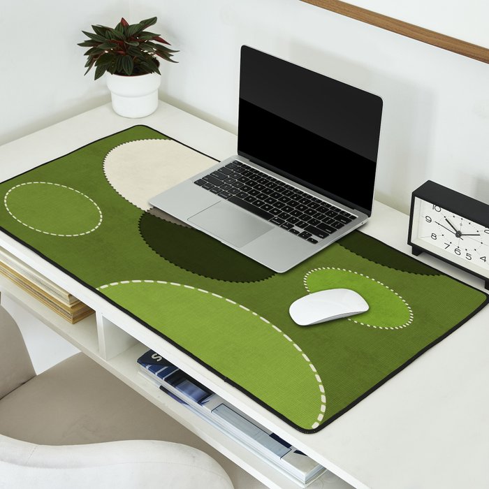 Green Chenille Polka Dots Desk Mat Gallery Image 2