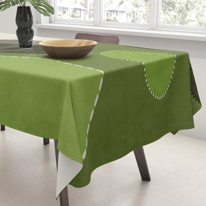 Green Chenille Polka Dots Tablecloth Gallery Image 3