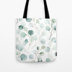 Watercolor Eucalyptus branches, botanical art, green blue leaves Tote Bag Gallery Image 1