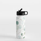 Watercolor Eucalyptus branches, botanical art, green blue leaves Water Bottle Gallery Image 1