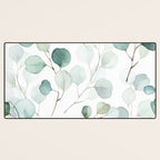 Watercolor Eucalyptus branches, botanical art, green blue leaves Desk Mat Gallery Image 3