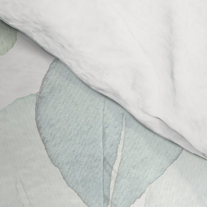 Watercolor Eucalyptus branches, botanical art, green blue leaves Comforter Gallery Image 4