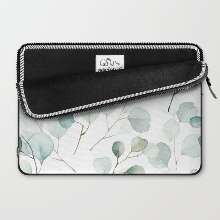 Watercolor Eucalyptus branches, botanical art, green blue leaves Laptop Sleeve Gallery Image 2