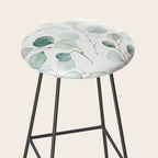 Watercolor Eucalyptus branches, botanical art, green blue leaves Stool Gallery Image 2