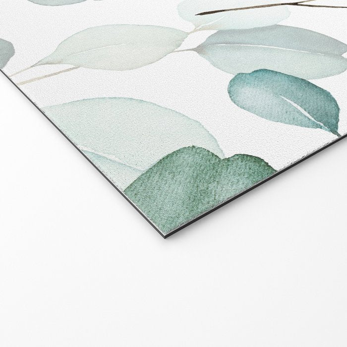 Watercolor Eucalyptus branches, botanical art, green blue leaves Welcome Mat Gallery Image 2