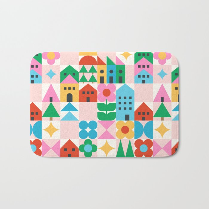 Happy Town Checks Bath Mat Gallery Image 1