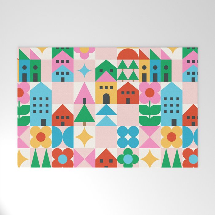 Happy Town Checks Welcome Mat Gallery Image 1