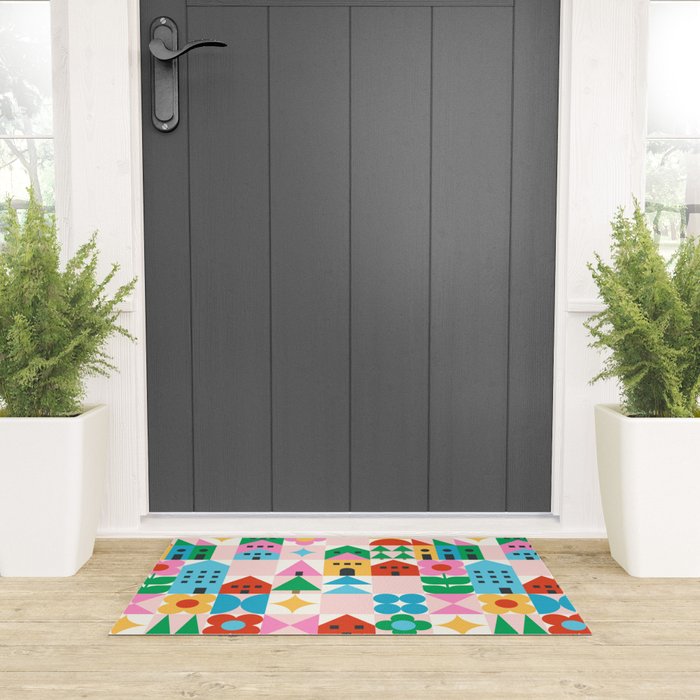 Happy Town Checks Welcome Mat Gallery Image 3