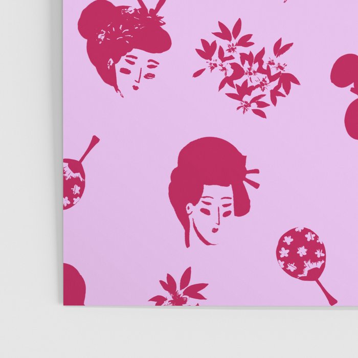 Red and pink Japanese pattern Poster Gallery Image 3