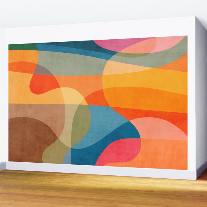 Colorful Vibrant Bright Modern Abstract Artwork Wall Mural Gallery Image 2