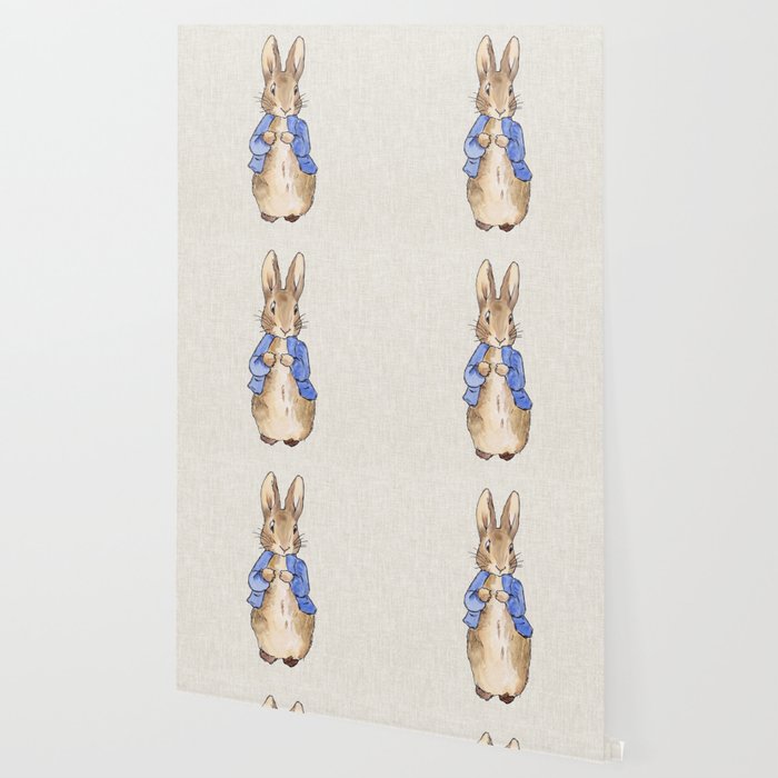 Peter the rabbit beige linen textured background Wallpaper Gallery Image 2