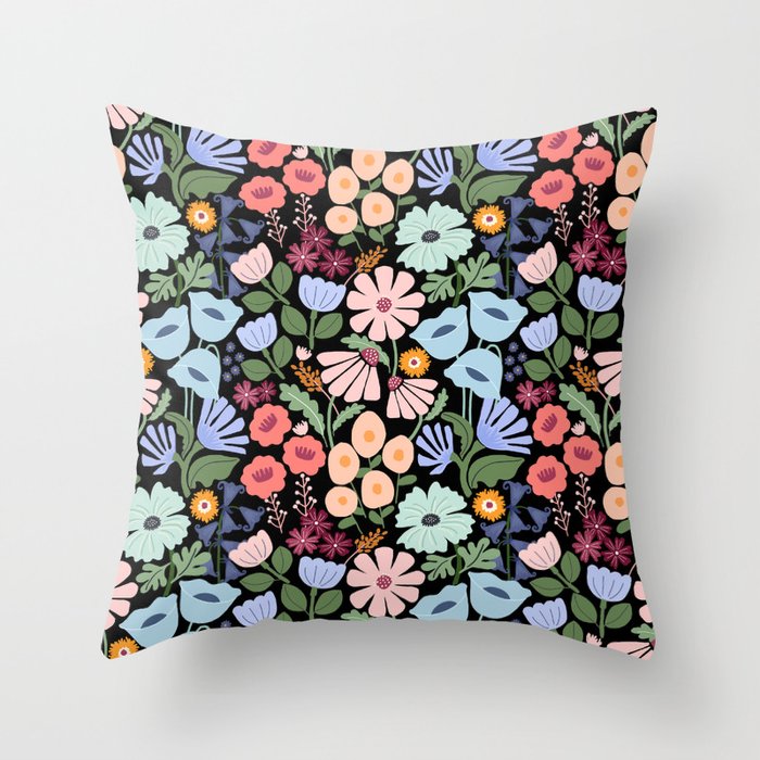 Meadow muse - night Throw Pillow Gallery Image 6