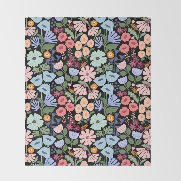 Meadow muse - night Throw Blanket Gallery Image 2